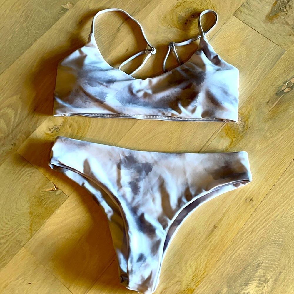 Gray and white bikini from Shein